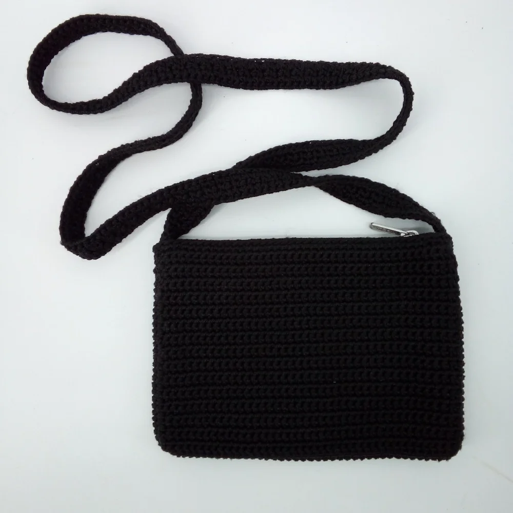 The SAK Black Knit Leather Trio Bundle Small Medium Shoulder Bags Bag Casual - Picture 9 of 16